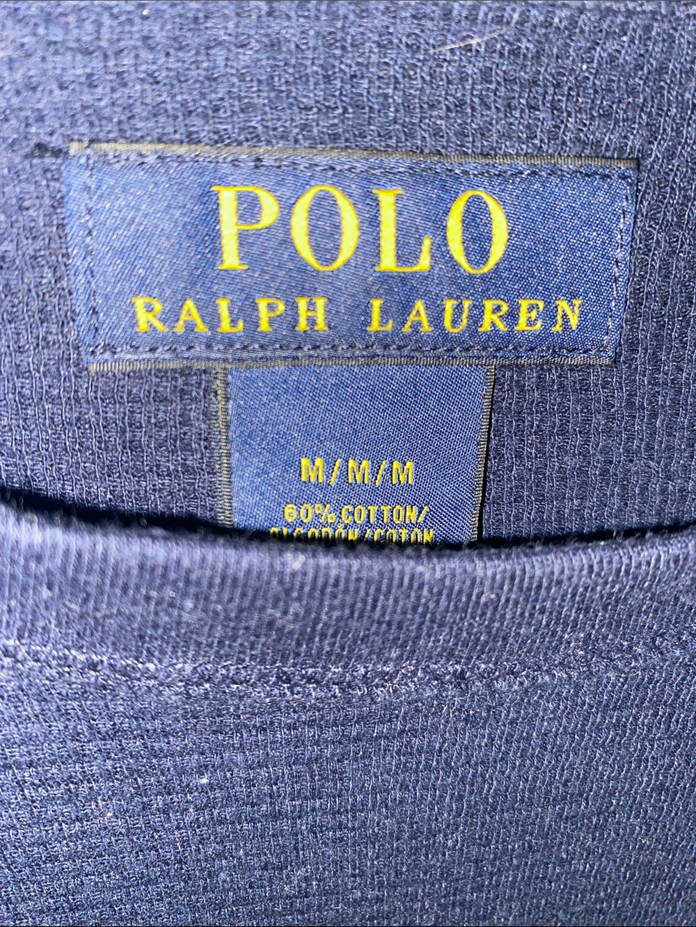 Polo Ralph Lauren thermal top, navy blue, white Logo, size Medium, unisex